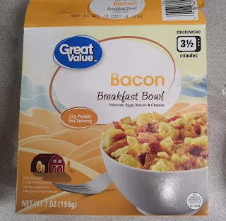 Box packaging for Great Value Bacon Breakfast Bowl, from Walmart
